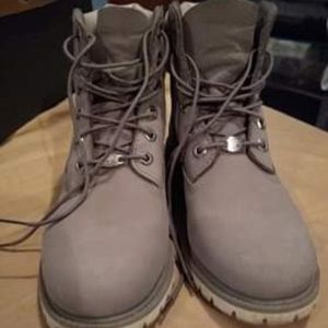 Gray Timberland boots